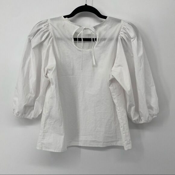 H&M White Puff Sleeve Blouse Large‎ Keyhole in Back - Picture 7 of 7